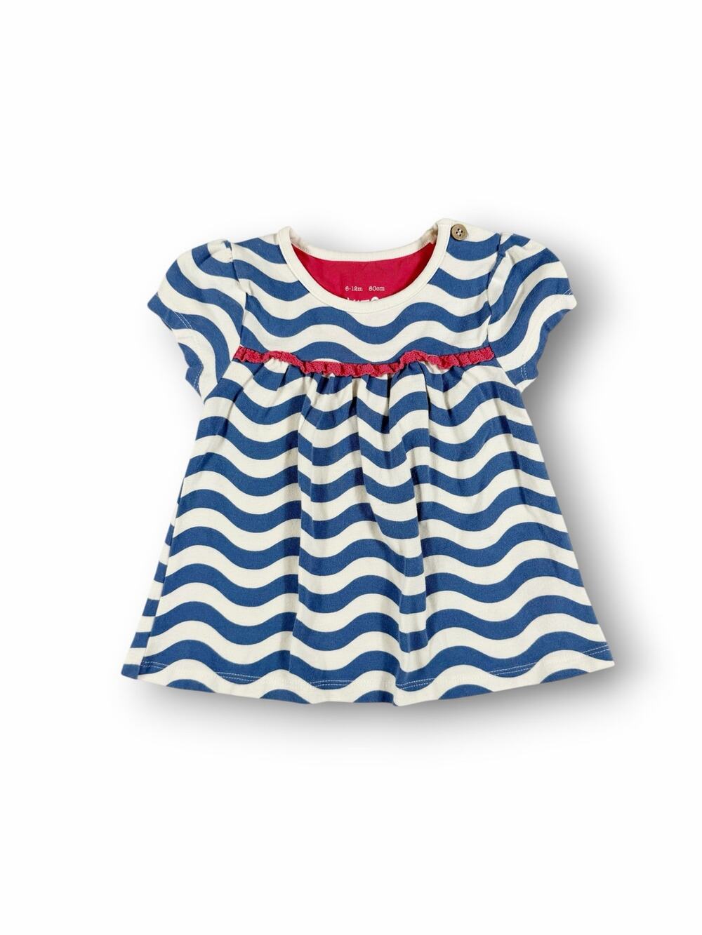 Kite Organic Cotton Wave Stripe Dress Blue Pink 6-12 Months